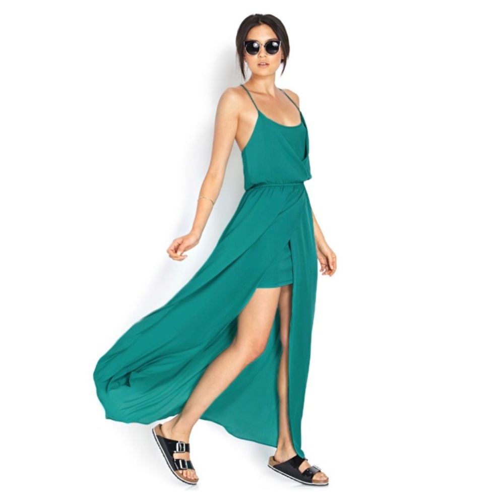 Forever 21 Green Show Off T-Back Maxi Dress
